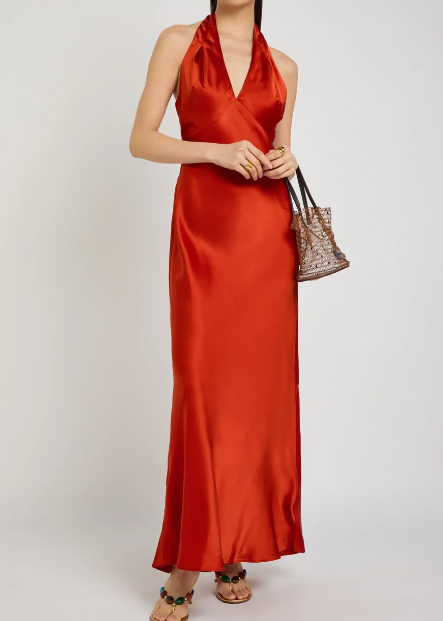 Daniela halterneck silk dress