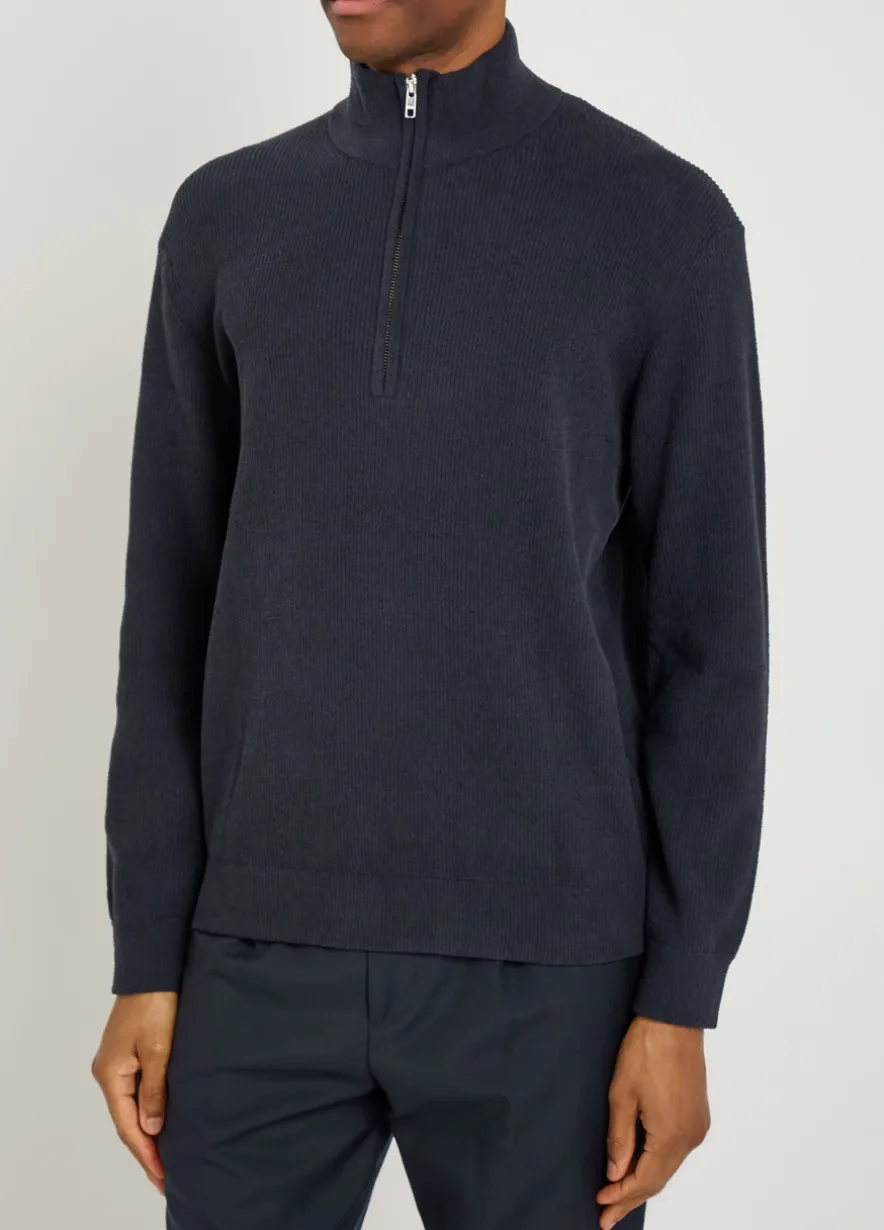 Danny half-zip ribbed knit jumper