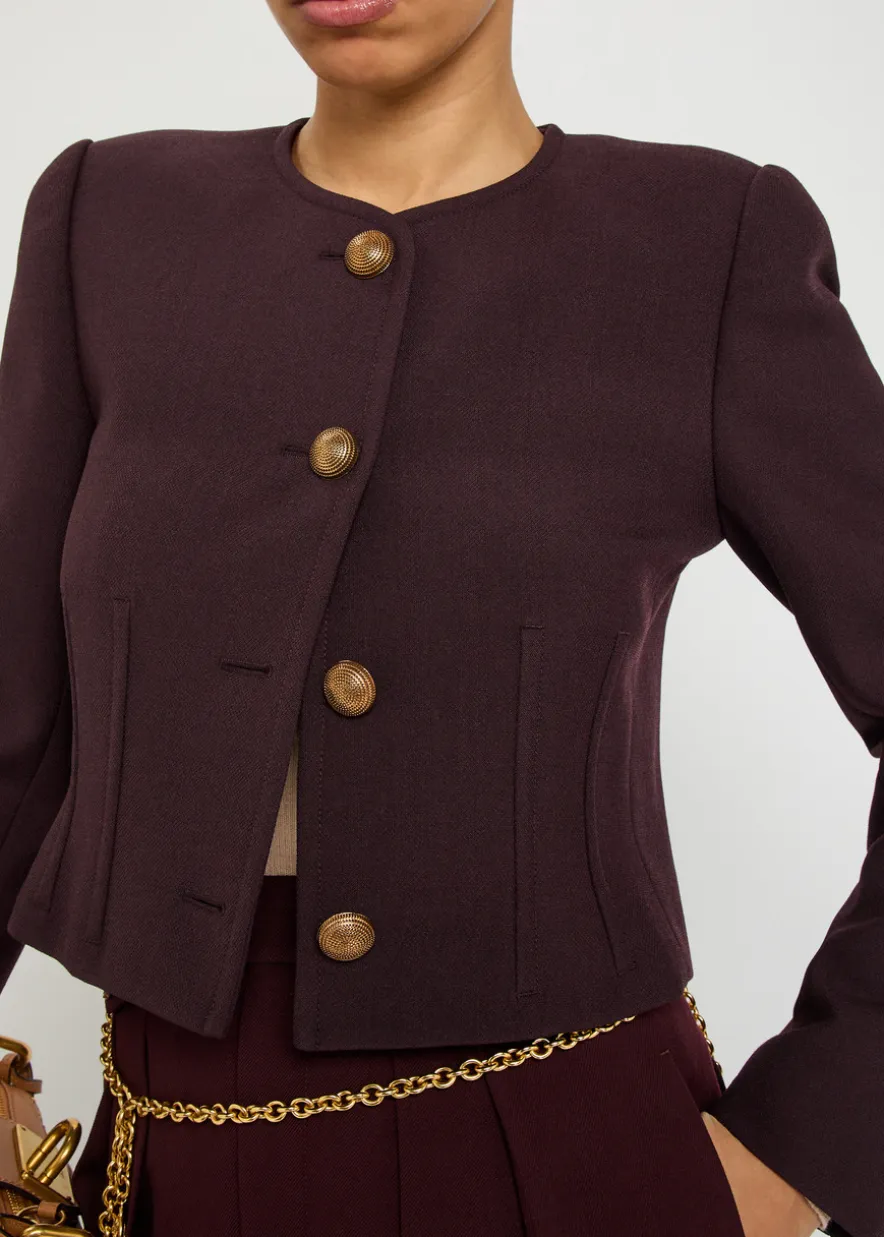 Darted cropped wool jacket
