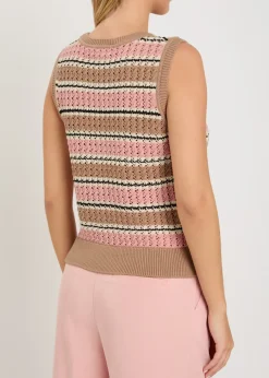 Deeley striped open-knit cotton tank top