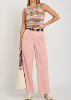 Deeley striped open-knit cotton tank top