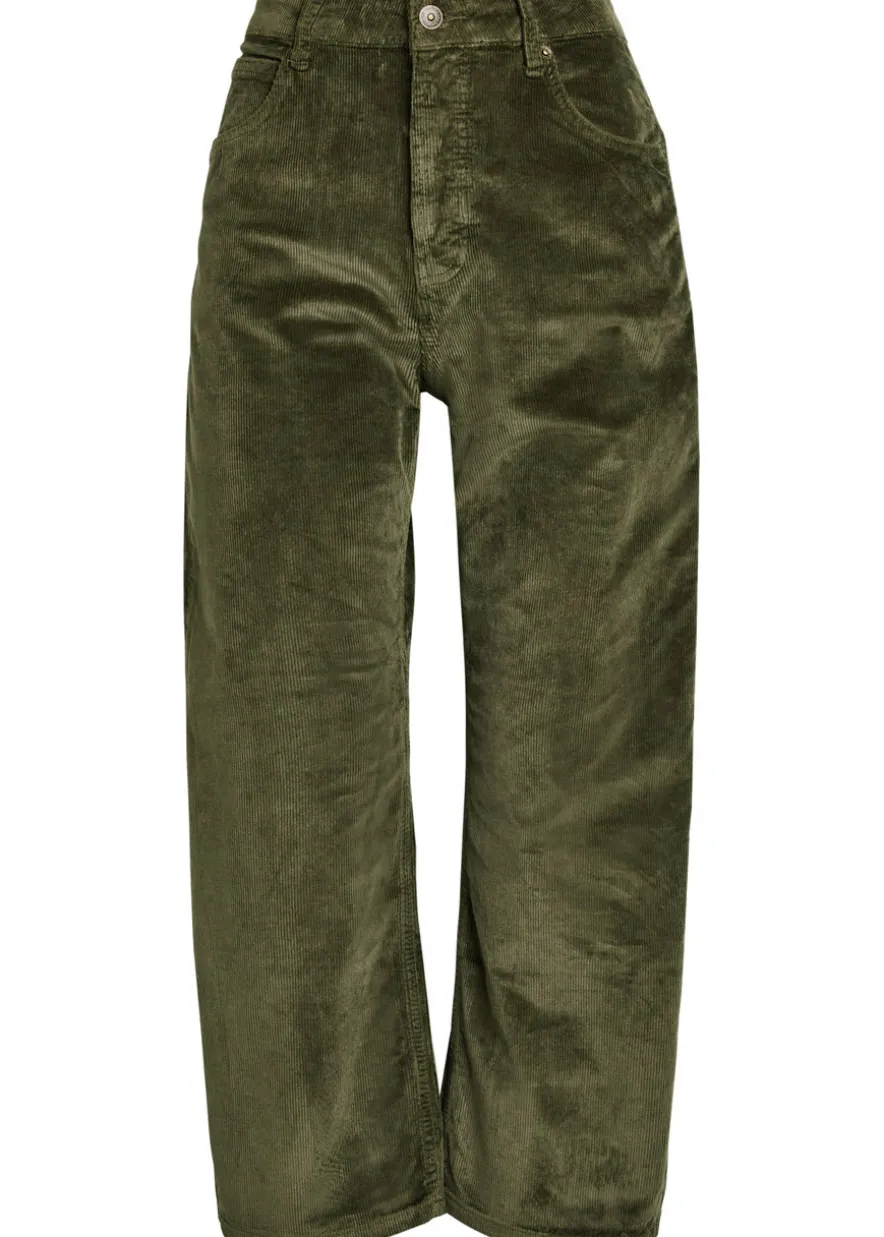 Deep Trance straight-leg corduroy cropped trousers
