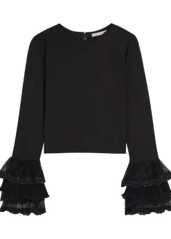Delaina ruffled mesh top