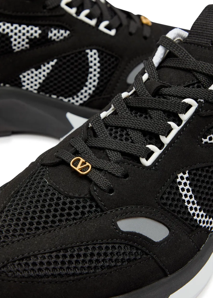 Demivee panelled mesh and suede sneakers