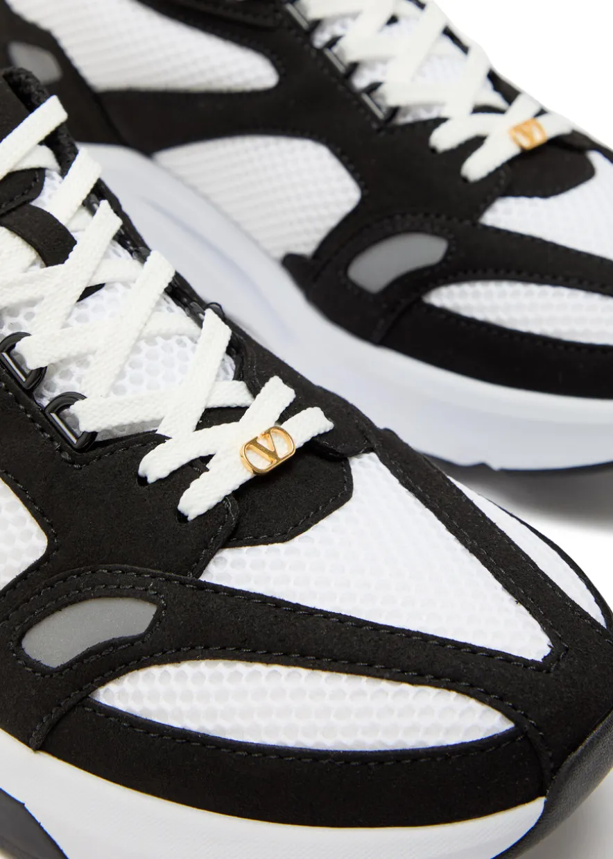 Demivee panelled mesh and suede sneakers