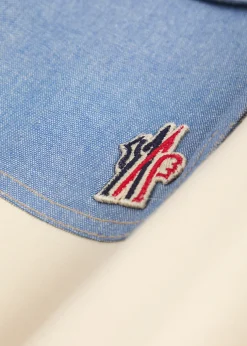 Denim-pocket logo cotton T-shirt