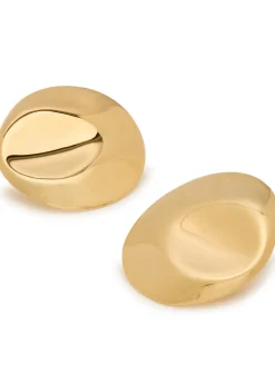Dented Medallion 14kt gold vermeil drop earrings