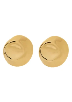 Dented Medallion 14kt gold vermeil drop earrings
