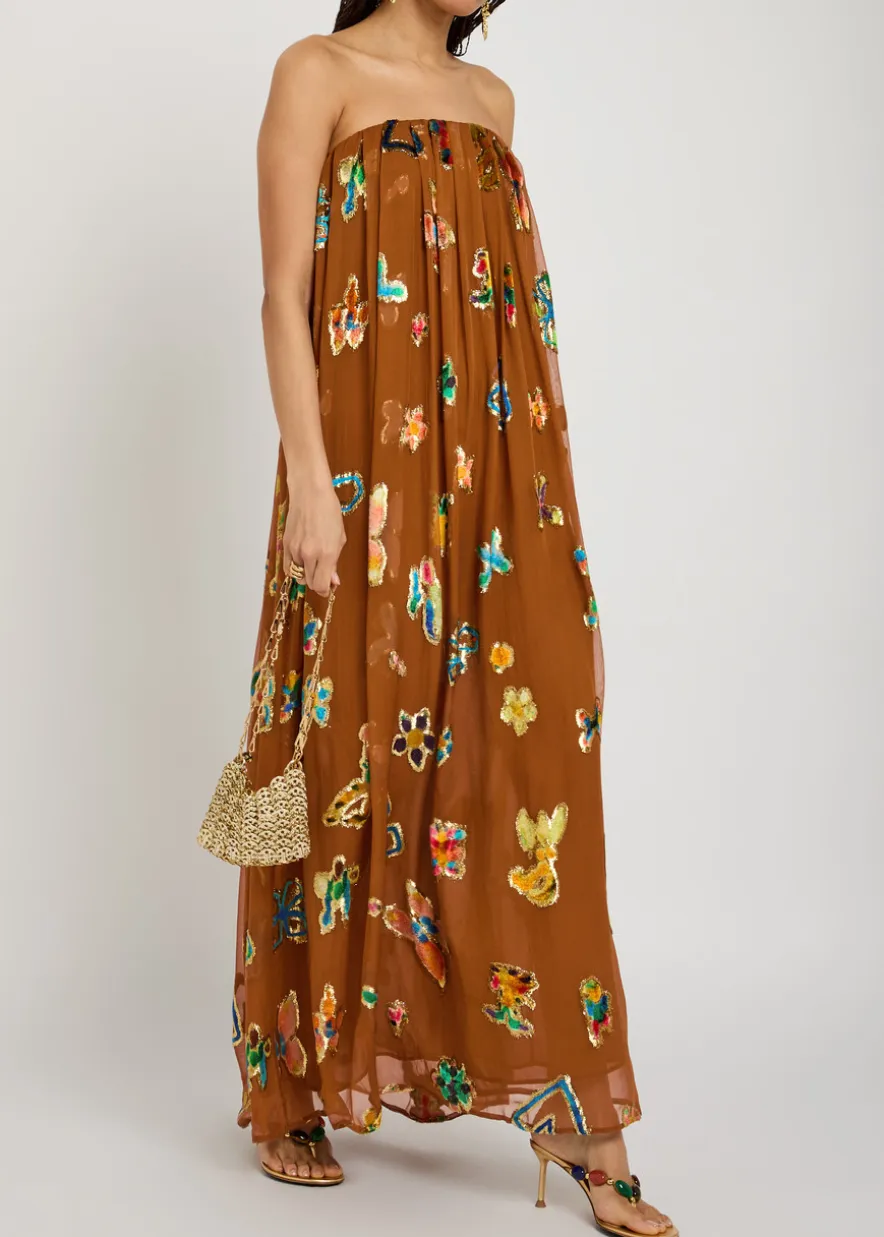 Devoré silk-blend maxi dress