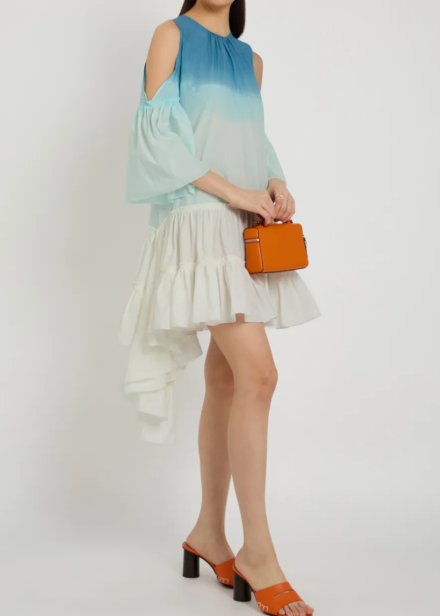 Dégradé ruffled cotton-poplin mini dress