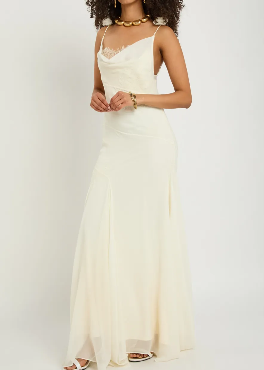 Dia embroidered appliquéd silk maxi dress