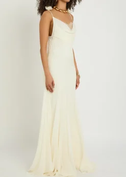 Dia embroidered appliquéd silk maxi dress