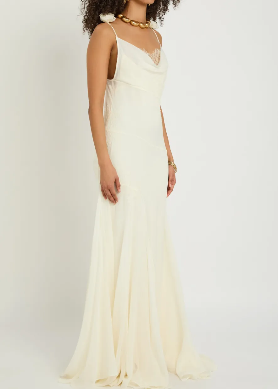 Dia embroidered appliquéd silk maxi dress