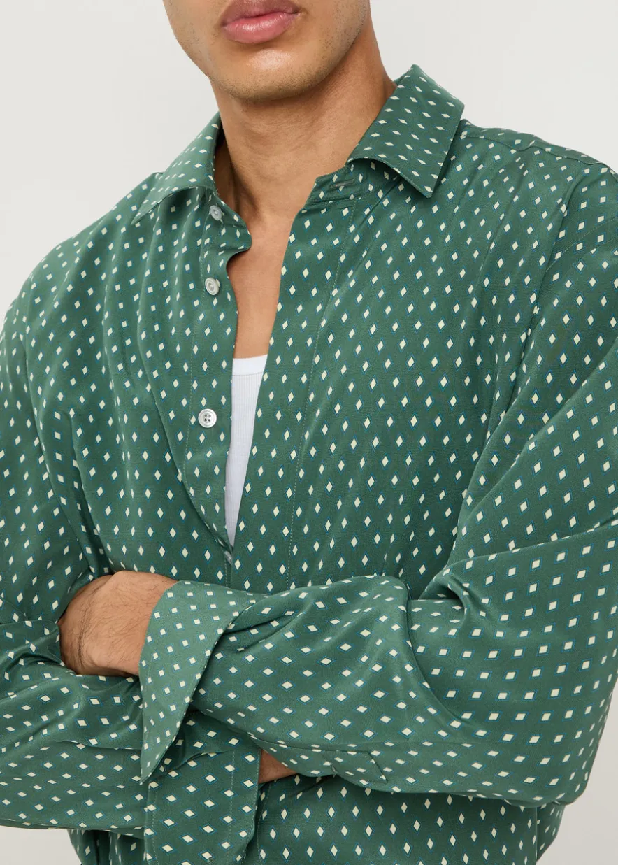 Diamond-print silk shirt