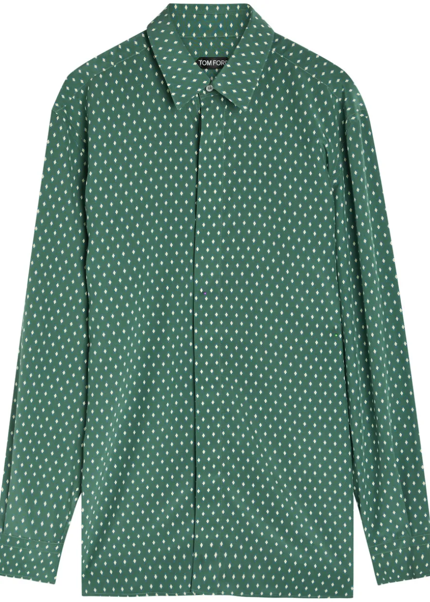 Diamond-print silk shirt