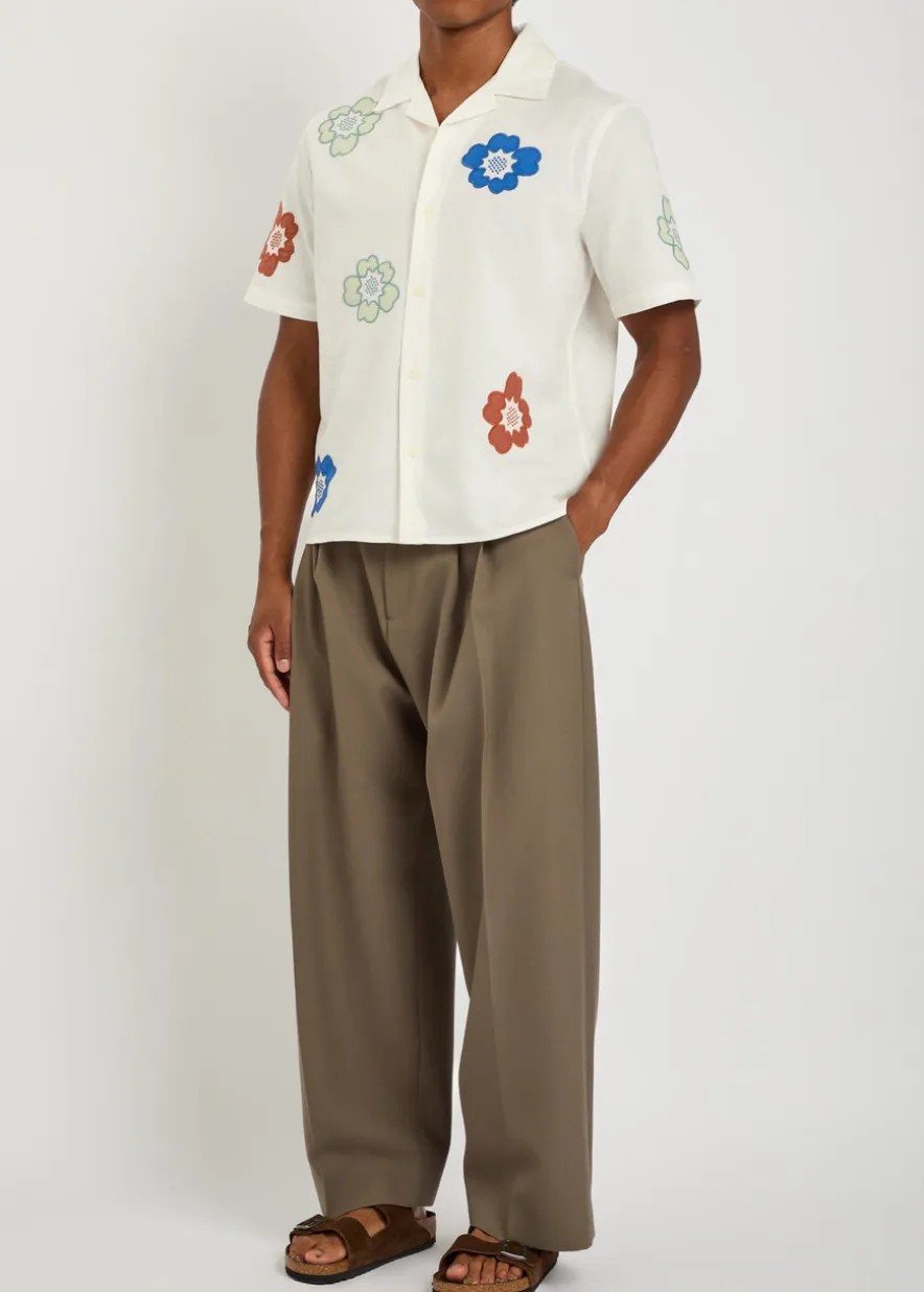 Didcot floral-embroidered cotton-blend shirt