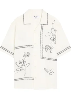 Didcot floral-embroidered linen shirt