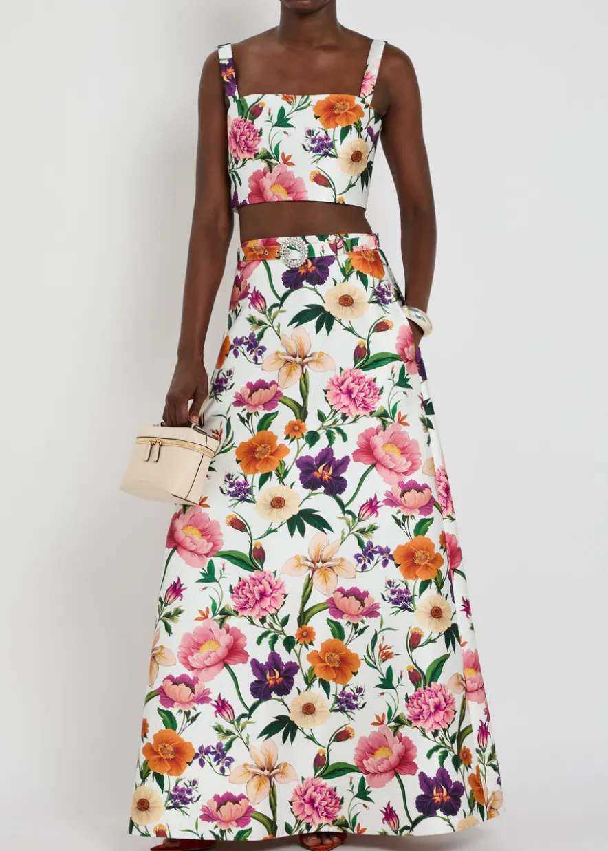 Didi floral-print cropped taffeta top