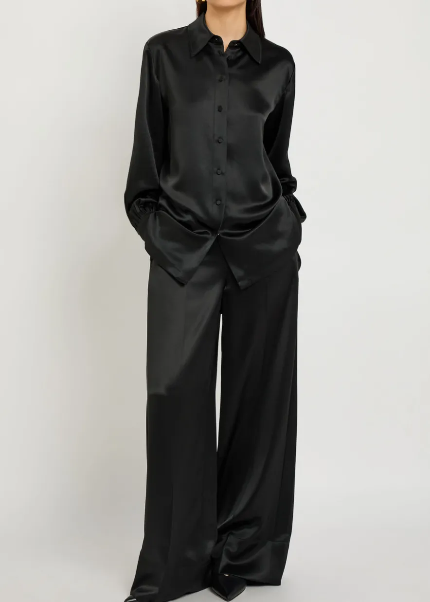 Dijon straight-leg satin trousers