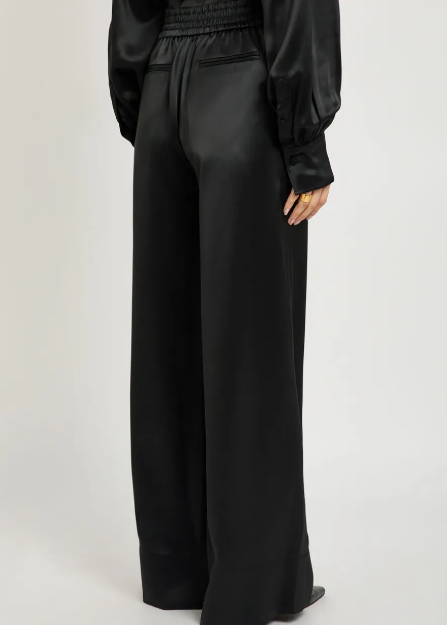 Dijon straight-leg satin trousers