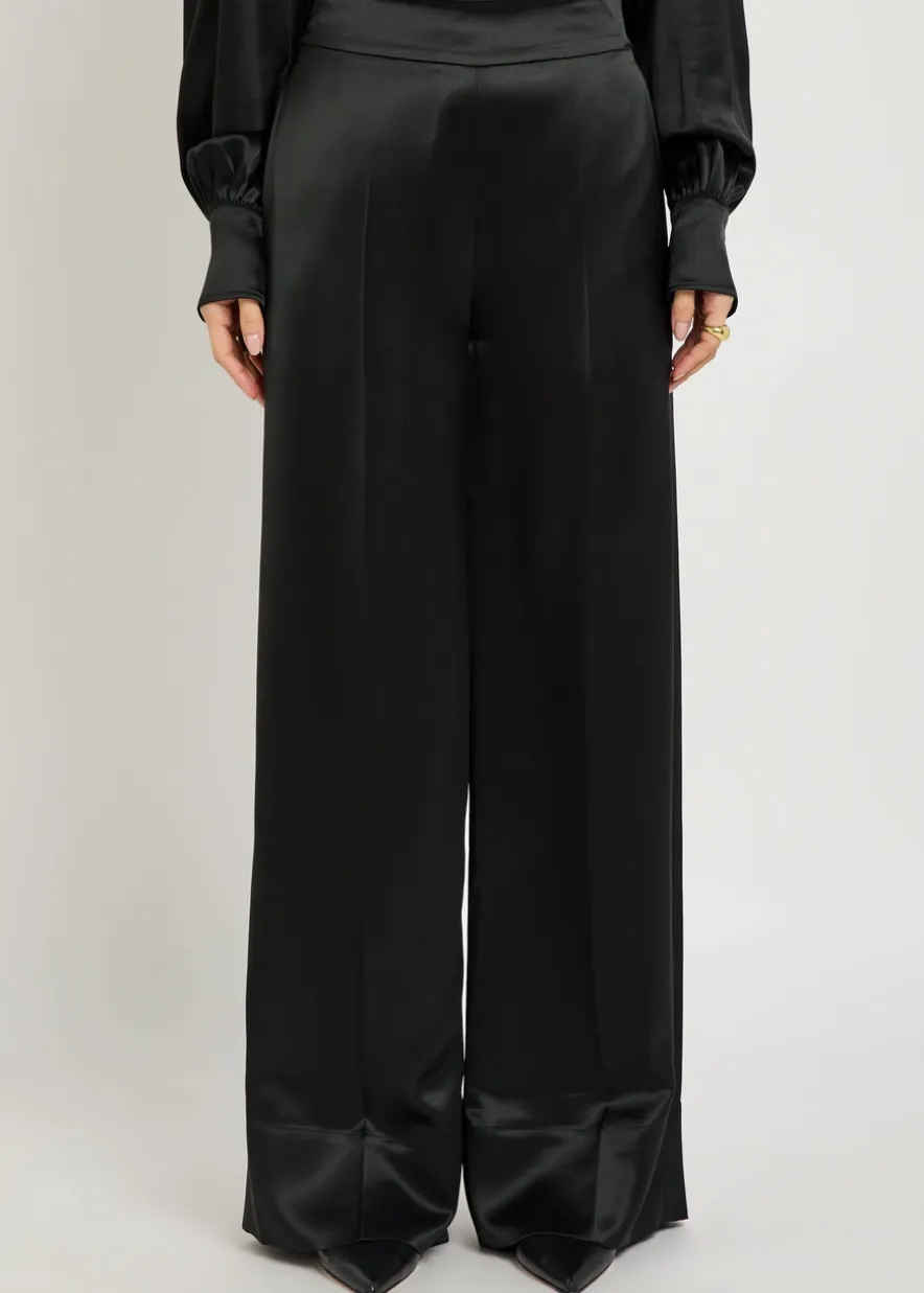 Dijon straight-leg satin trousers