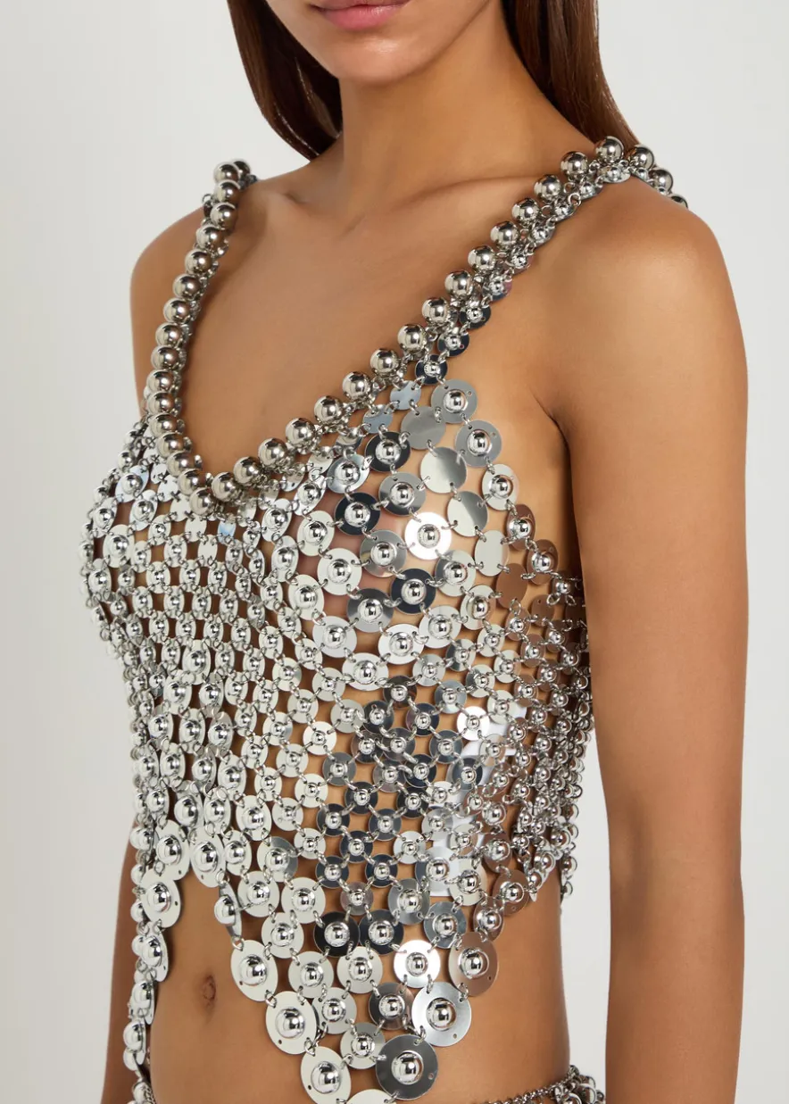 Disc link metal cropped top