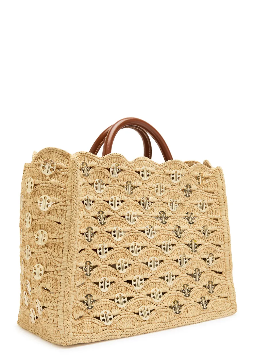 Disc raffia tote bag