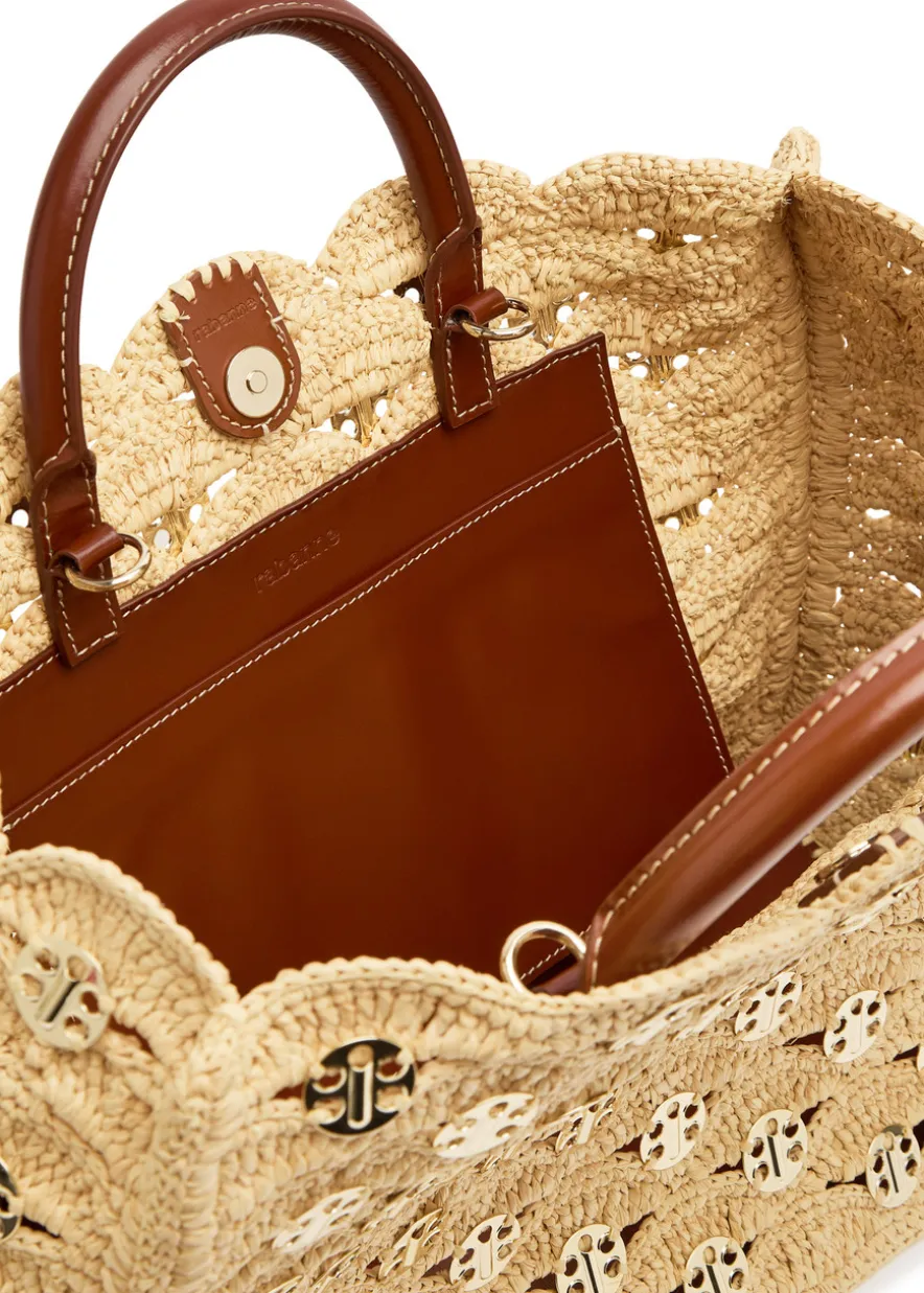 Disc raffia tote bag