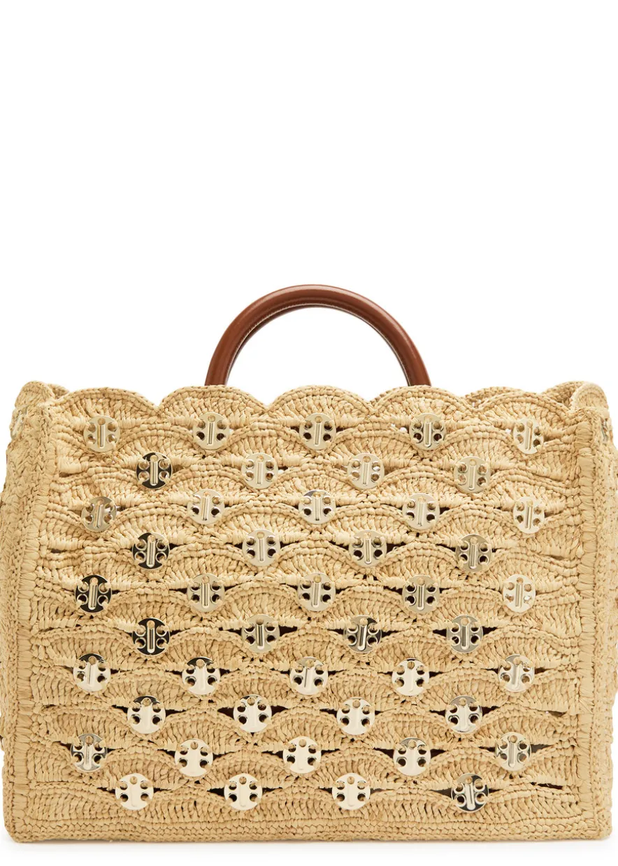 Disc raffia tote bag