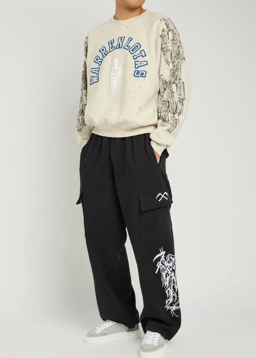 Distressed Applique logo cotton-blend sweatshirt