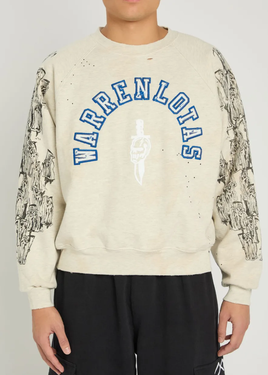 Distressed Applique logo cotton-blend sweatshirt