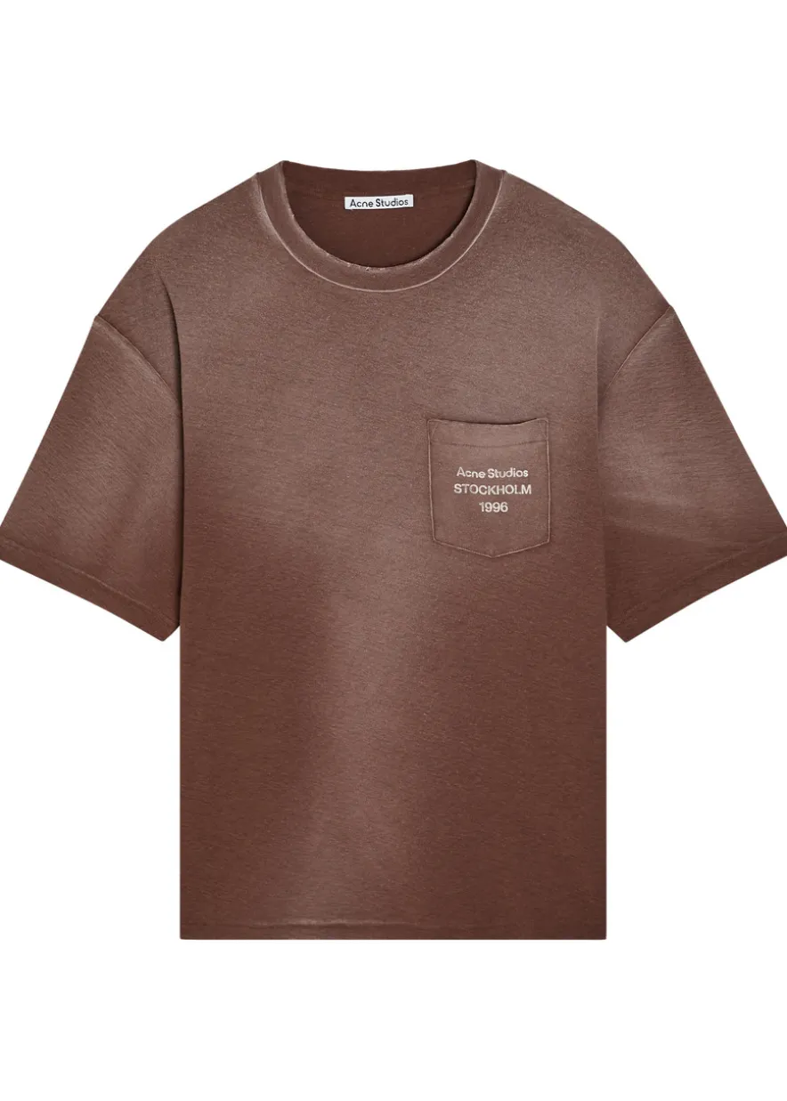 Distressed cotton-blend T-shirt