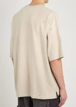 Distressed cotton T-shirt
