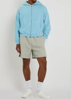 Distressed hooded cotton sweatshirt