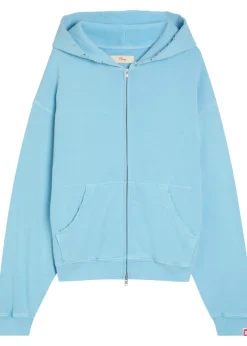 Distressed hooded cotton sweatshirt