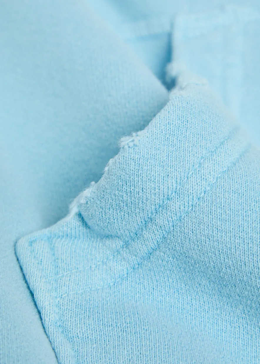 Distressed hooded cotton sweatshirt