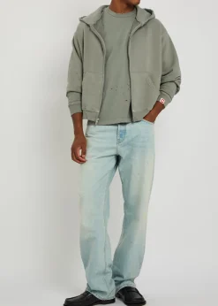 Distressed relaxed straight-leg jeans