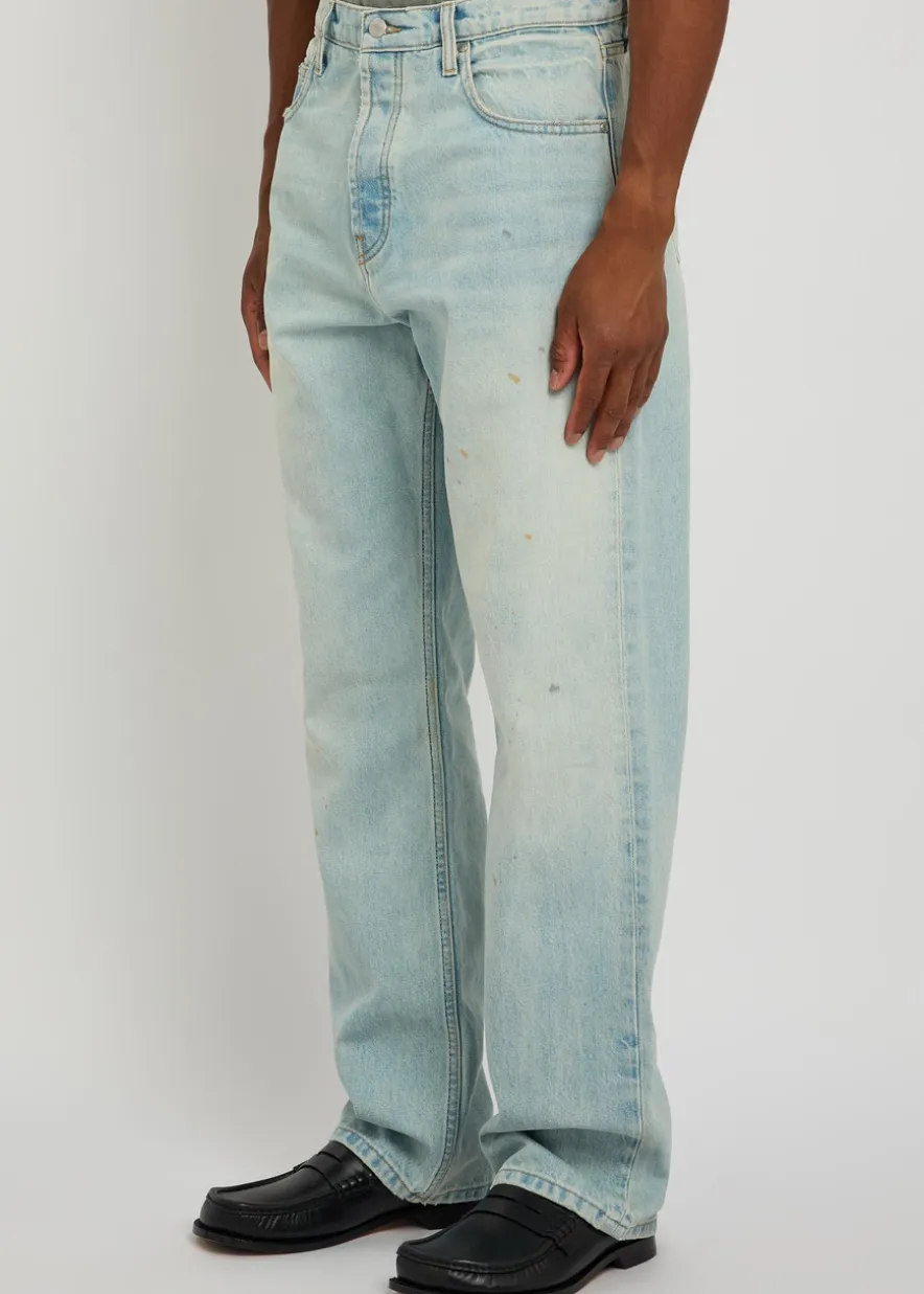 Distressed relaxed straight-leg jeans
