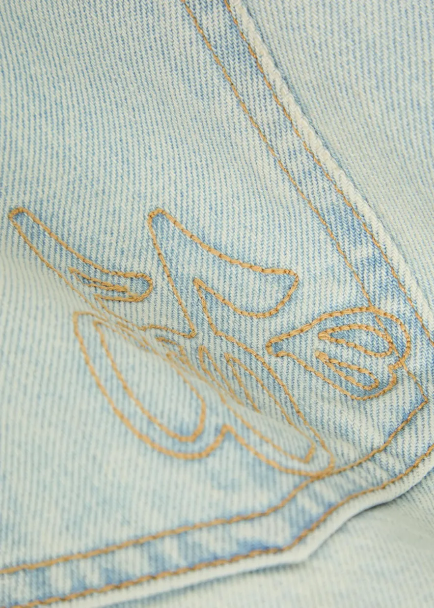 Distressed relaxed straight-leg jeans