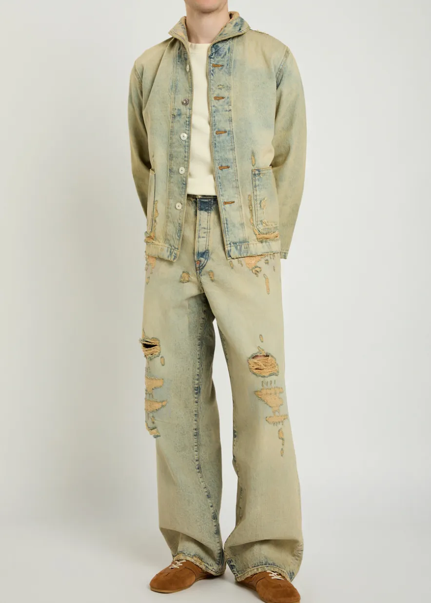 Distressed wide-leg jeans