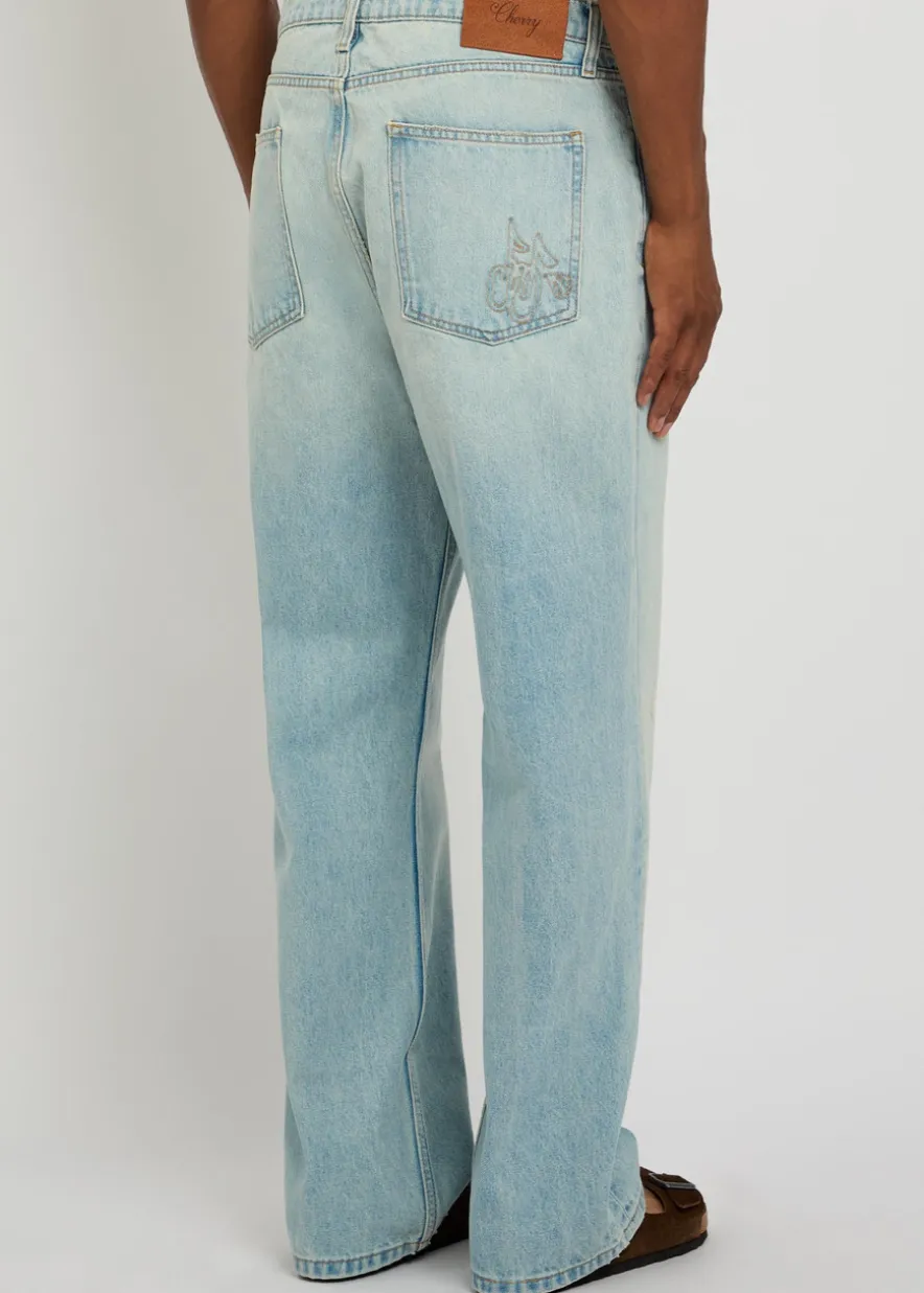 Distressed wide-leg jeans