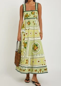 Dixie printed cotton-poplin midi dress