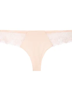 Délice blush lace-panelled thong