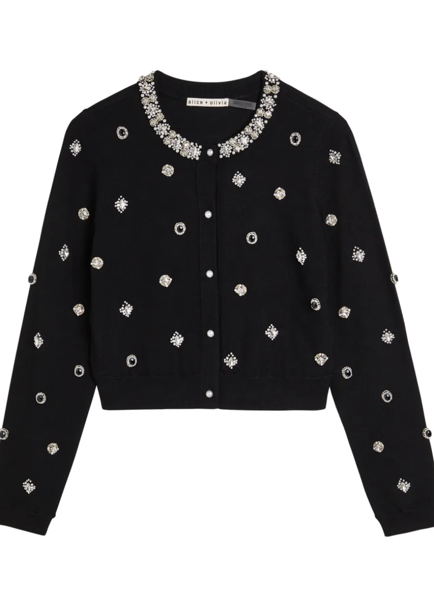 Dollie embellished stretch-wool cardigan