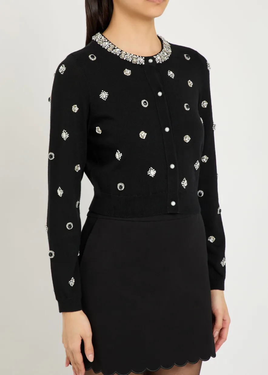 Dollie embellished stretch-wool cardigan