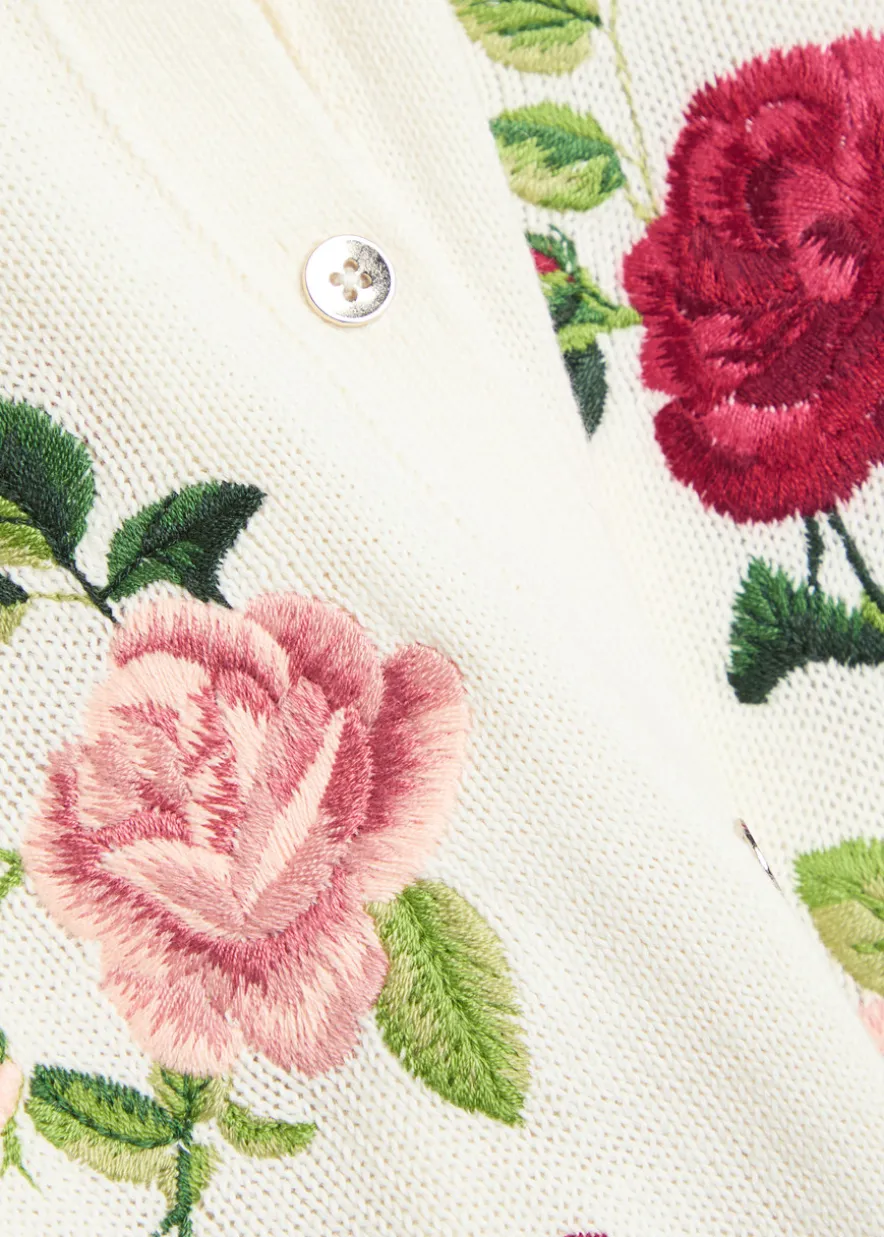 Dollie floral-embroidered knit cardigan