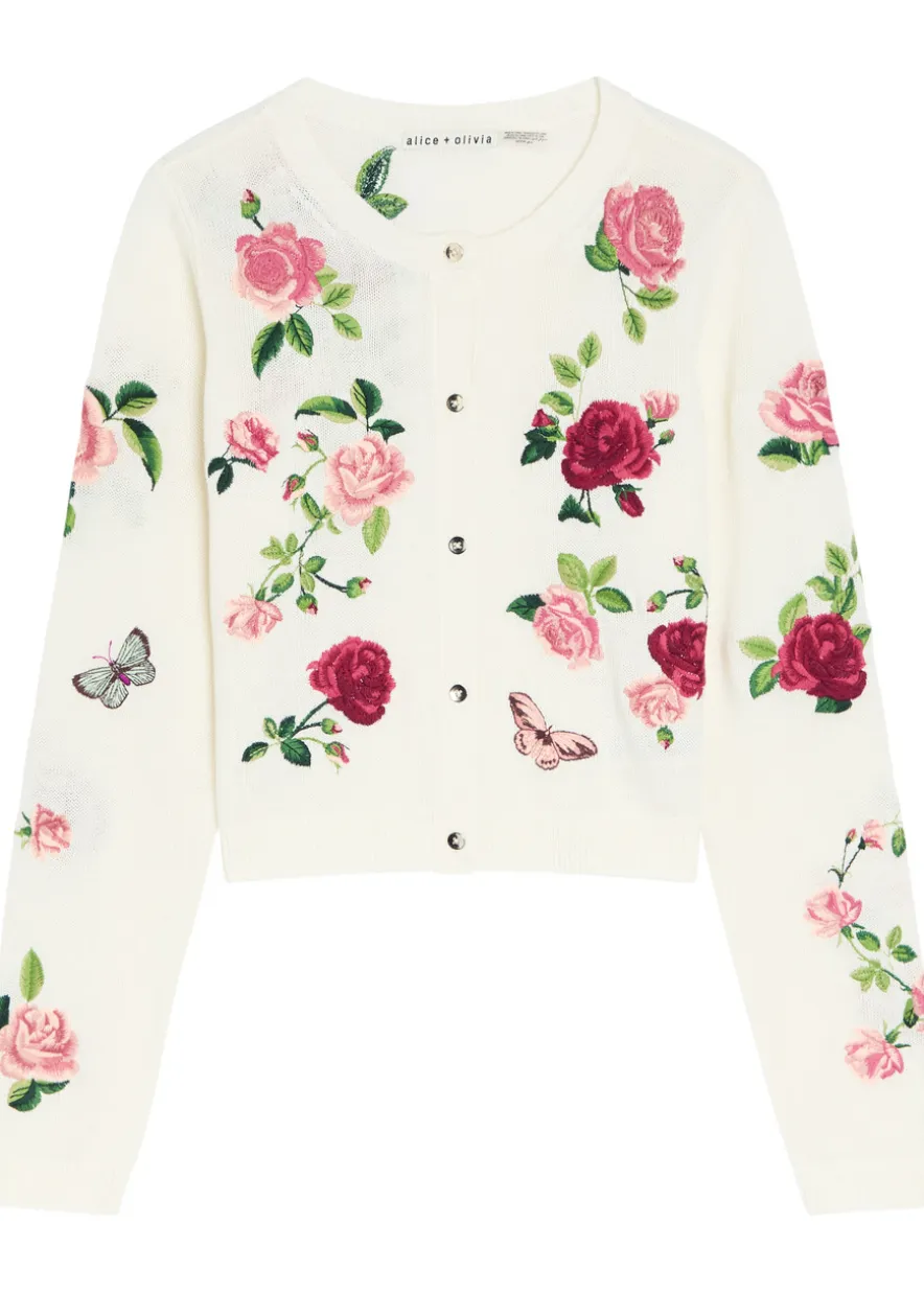 Dollie floral-embroidered knit cardigan
