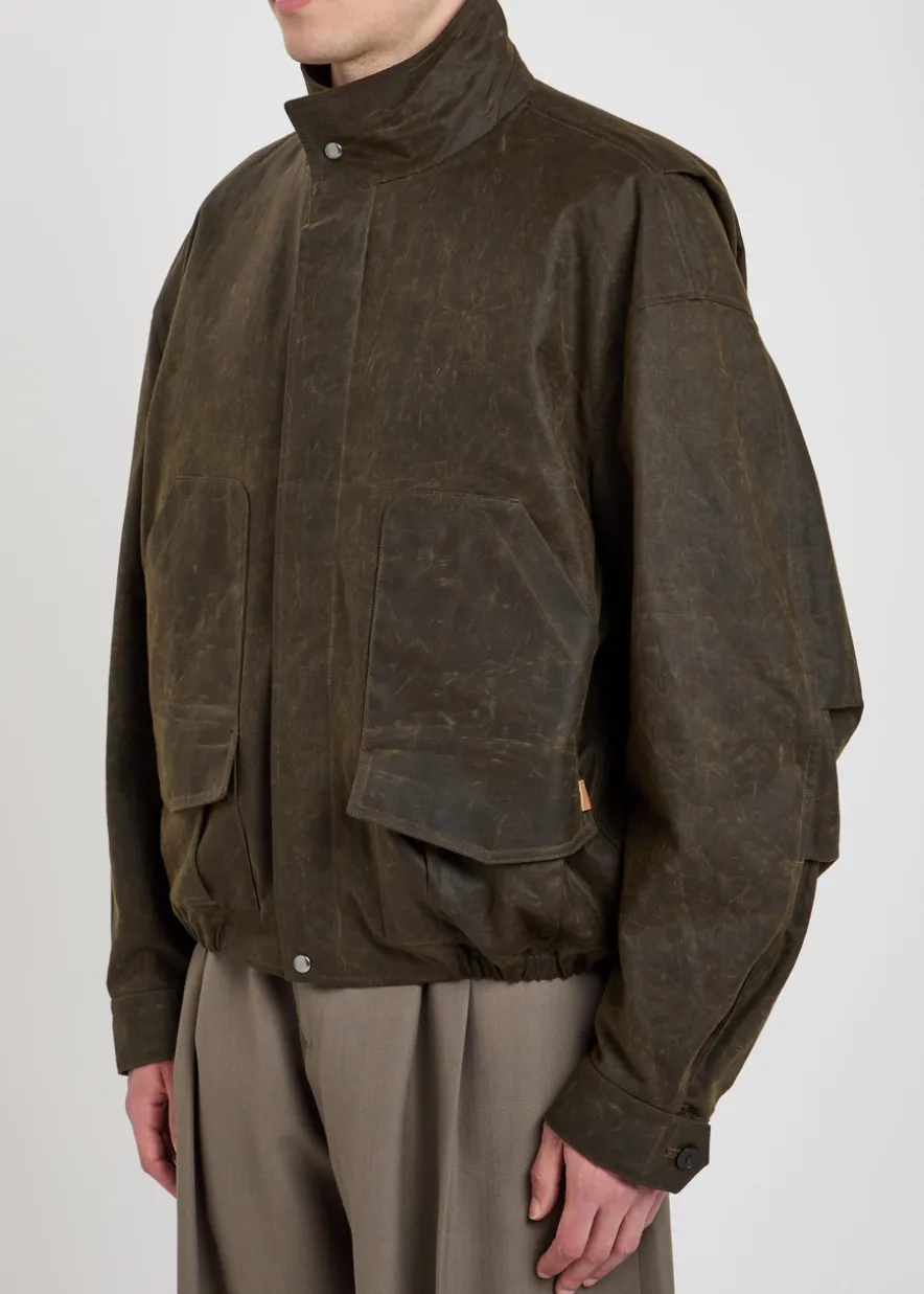 Donald patch-pocket waxed cotton jacket