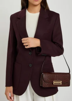 Dorian East-West crocodile-effect leather clutch