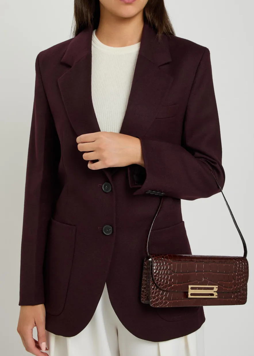 Dorian East-West crocodile-effect leather clutch